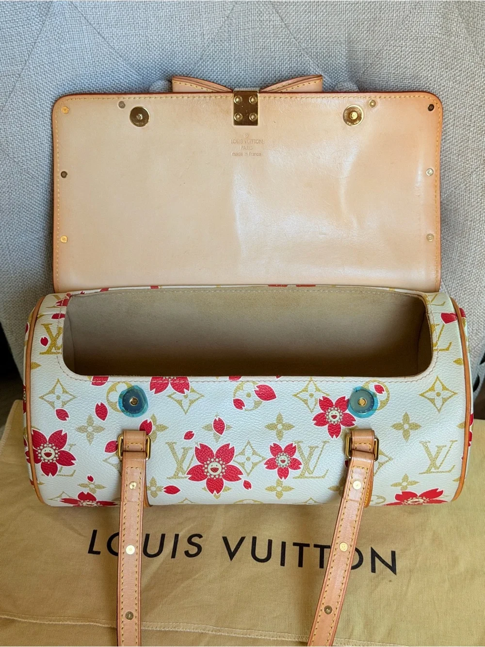Louis Vuitton Cherry Blossom Papillon Takashi Murakami White Monogram Bag Rare